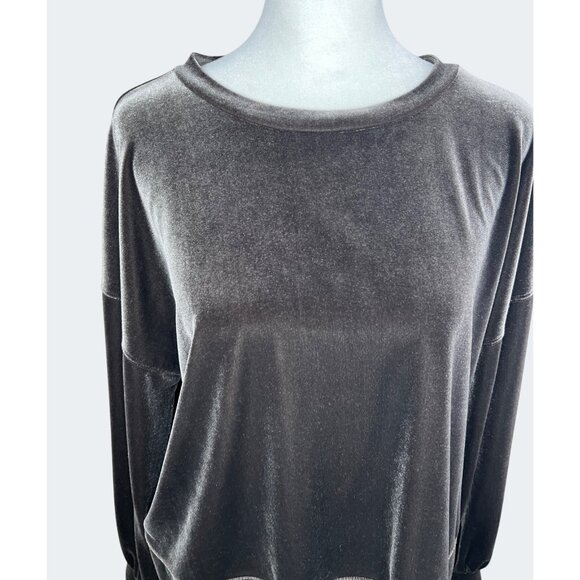 Madewel Velvet Balloon Sleeve Sweatshirtl Top Gunmetal Gray Large - Picture 11 of 14